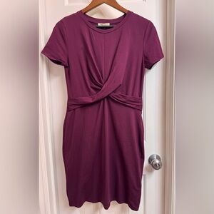 Ultra Flirt Rich Plum Twist Front Mini Dress, Size Large, New with Tags